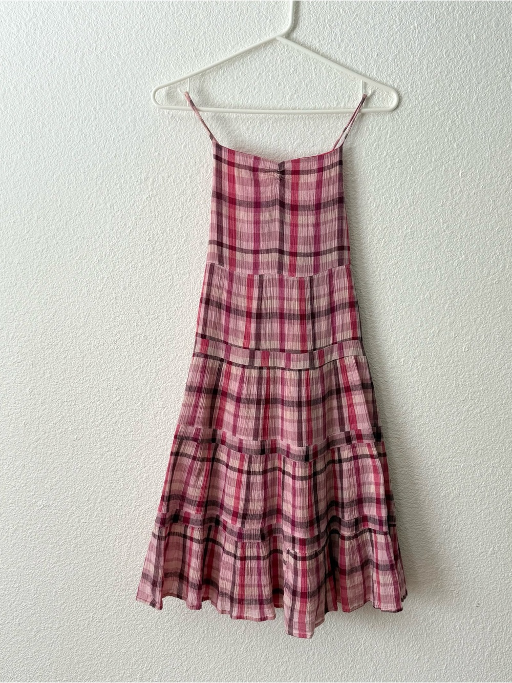 GapKids Girls XL Pink Plaid Tiered Sundress Sleeveless Summer Boho Cottagecore